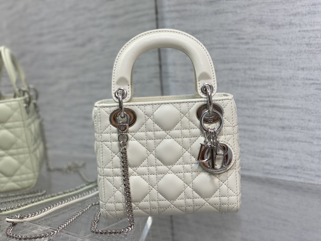 Mini Lady Dior Bag Latte Cannage Lambskin